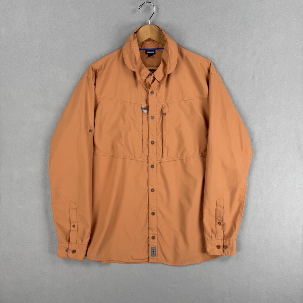 Patagonia Shirt Mens XL Orange Technical Long Sleeve Button Up Fishing Outdoor